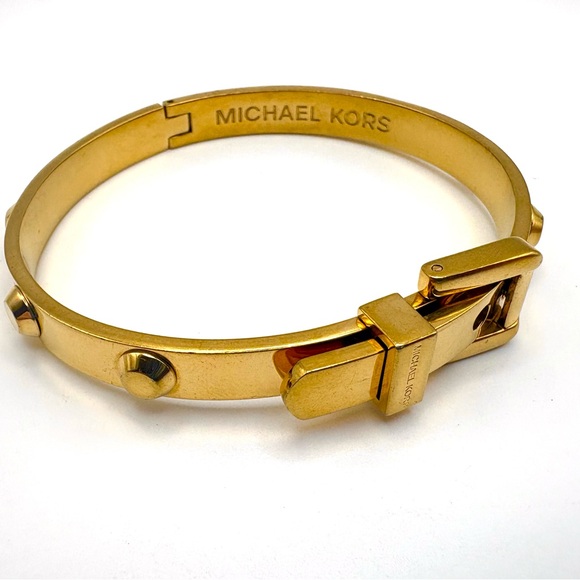 Michael Kors Yellow Gold Astor Stud Buckle Bangle Bracelet - Picture 3 of 7